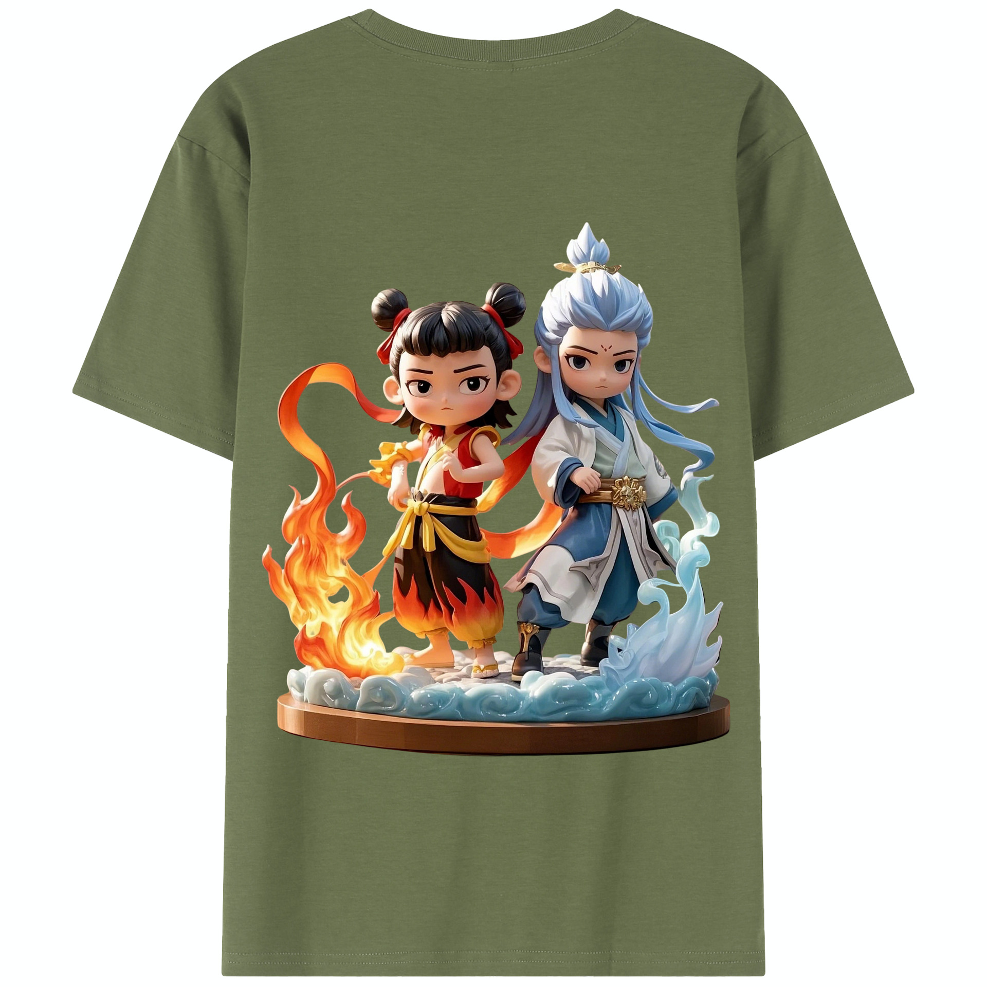 （画像用） Ne Zha 2 ナタ 魔童の大暴れ 綿100％半袖Tシャツ（背面プリント）